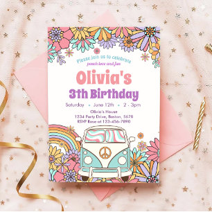 Groovy Flower Boho Retro Birthday Invitation