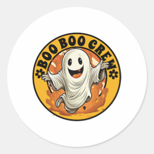 Groovy Flower Boo Boo Crew Halloween Orange Ghost Classic Round Sticker