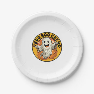Groovy Flower Boo Boo Crew Halloween Orange Ghost Paper Plates