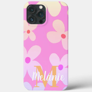 Groovy Flower Bright Orange Pattern Name Case