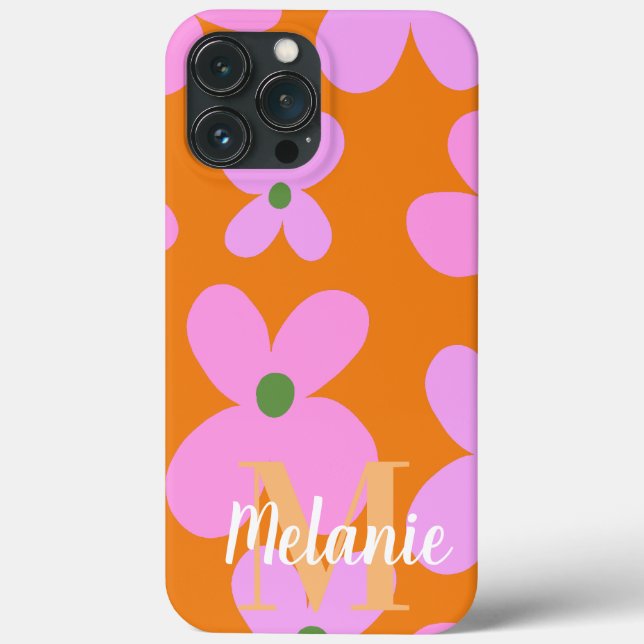 Groovy Flower Bright Orange Pattern Name      Case-Mate iPhone Case (Back)