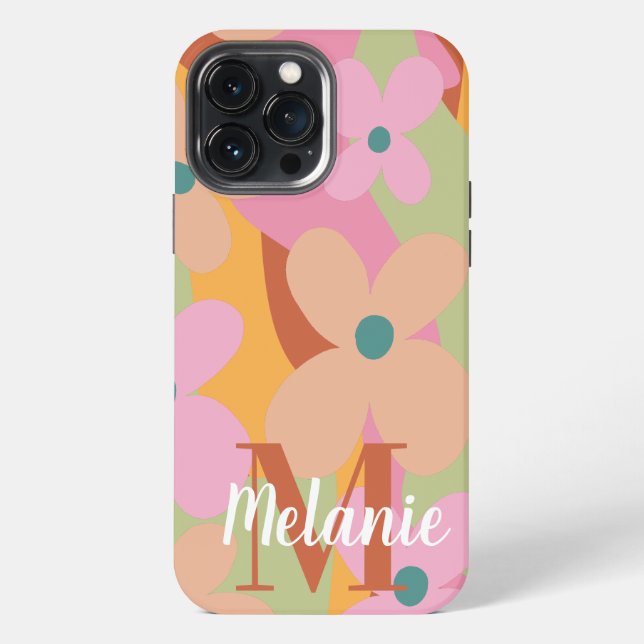 Groovy Flower Colorful Pattern Name  Iphone Case (Back)