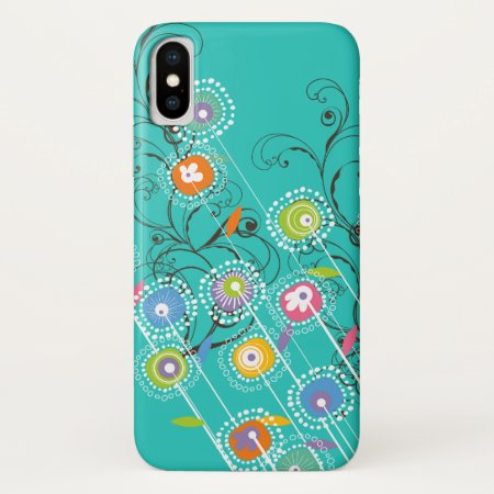 Groovy Flower Garden Colorful Whimsical Floral Art Iphone X Case