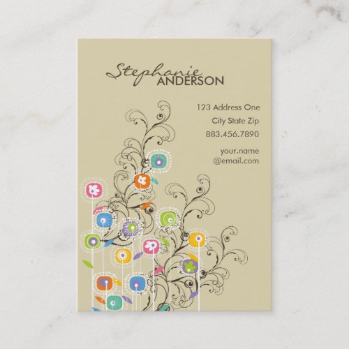 Groovy Flower Garden Whimsical Colorful Floral Business Card