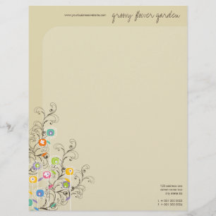 Groovy Flower Garden Whimsical Colorful Floral Letterhead