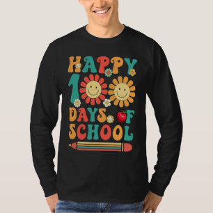 Groovy Flower Happy 100 Days Of School  Teacher Ki T-Shirt