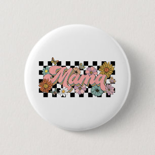 Groovy Flower Mama Mothers Day Women From Son Daug Button