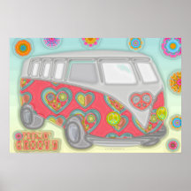 Groovy Flower Power 60s Hippy Van