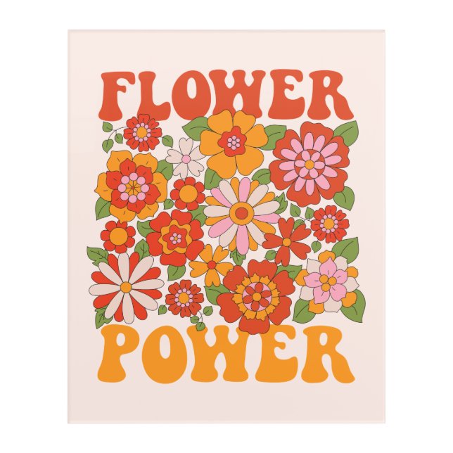 Groovy Flower Power Graphic Acrylic Print (Front)