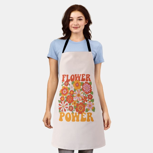 Groovy Flower Power Graphic Apron (Worn)