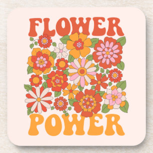 Groovy Flower Power Graphic Beverage Coaster