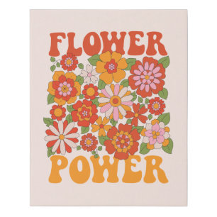 Groovy Flower Power Graphic Faux Canvas Print