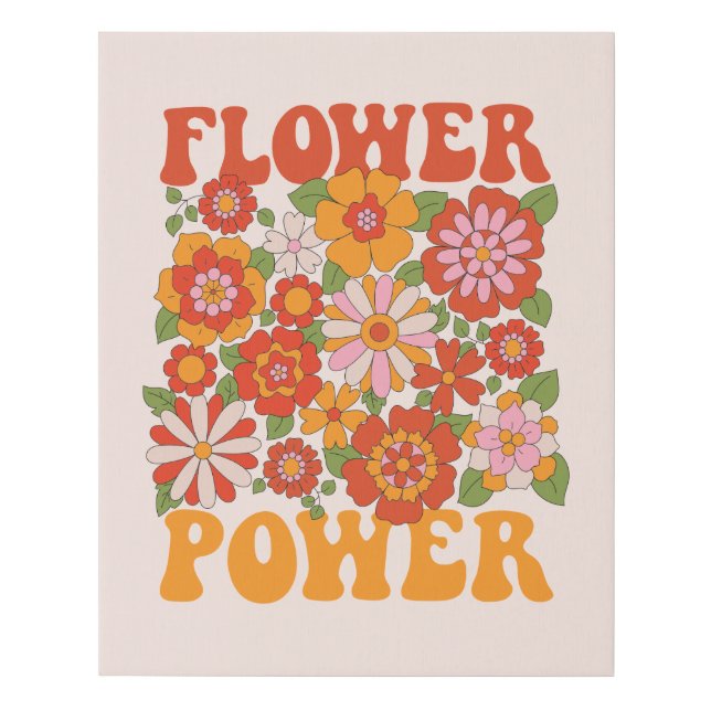 Groovy Flower Power Graphic Faux Canvas Print (Front)