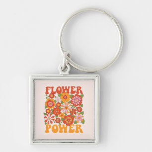 Groovy Flower Power Graphic Keychain