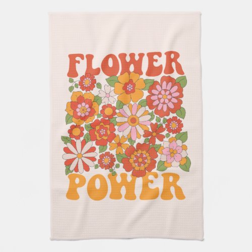 Groovy Flower Power Graphic Kitchen Towel