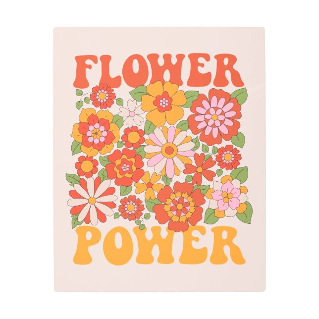 Groovy Flower Power Graphic Metal Print (Front)