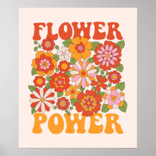 Groovy Flower Power Graphic Poster