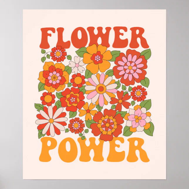 Groovy Flower Power Graphic Poster | Zazzle