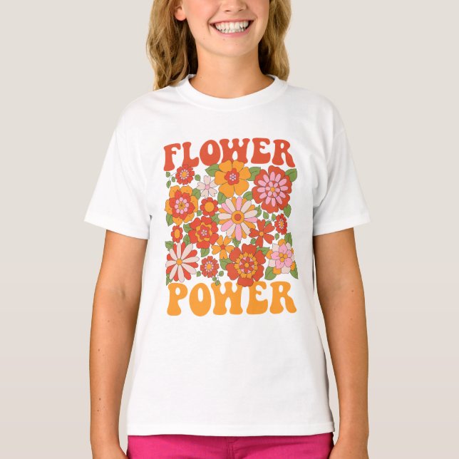 Groovy Flower Power Graphic T-Shirt (Front)
