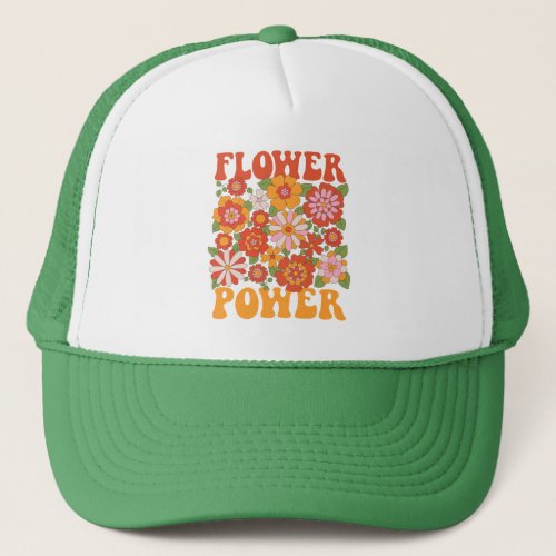 Groovy Flower Power Graphic Trucker Hat