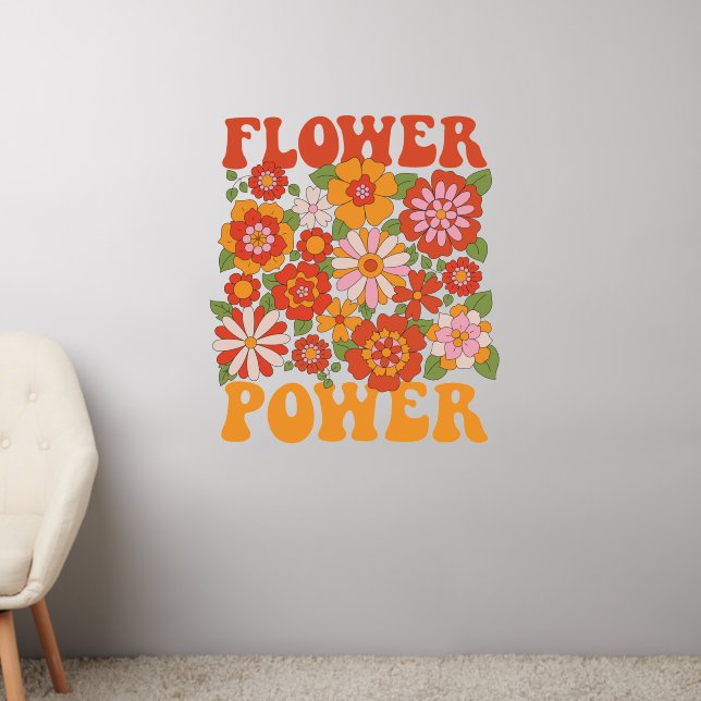 Groovy Flower Power Graphic Wall Decal (Living Room 2)