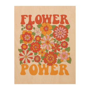 Groovy Flower Power Graphic Wood Wall Art