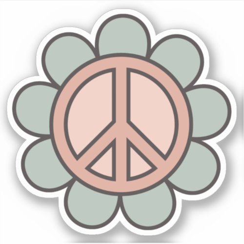 Groovy Flower Power Peace Retro Sticker