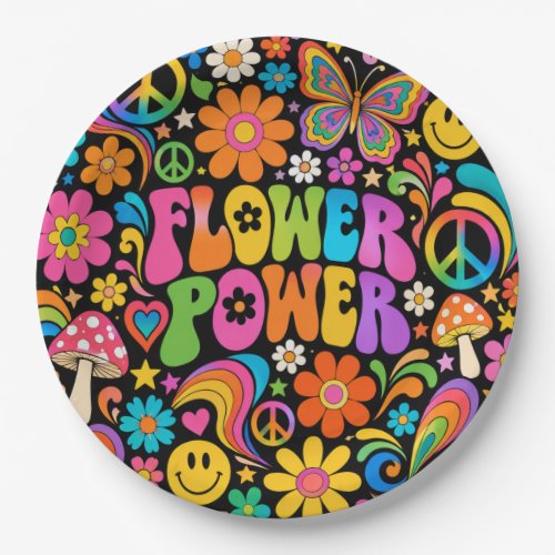 Groovy Flower Power Retro Home Paper Plates