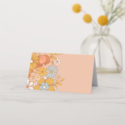 Groovy Flower Retro Buffet Food Label  Place Card