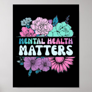 Groovy Flower Retro Mental Health Matters Awarenes Poster