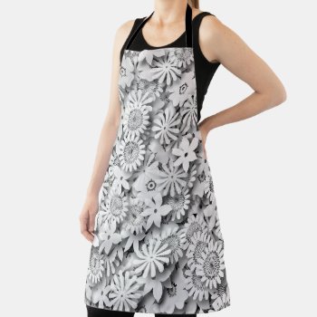 Groovy Flowers Garden Monocrome Apron by ZionMade at Zazzle