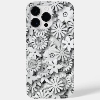 Groovy Flowers Garden Monocrome Case-mate Iphone 14 Pro Max Case by ZionMade at Zazzle