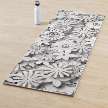 Groovy Flowers Garden Monocrome Yoga Mat by ZionMade at Zazzle