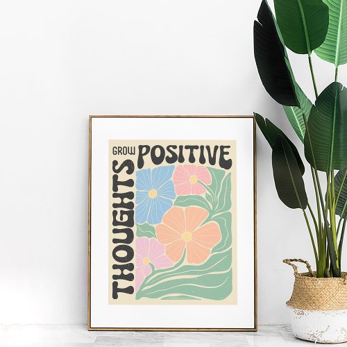 Groovy Flowers Grow Positive Thoughts Wall Art