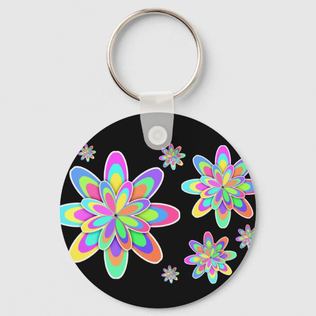 Groovy Flowers Keychain (Front)