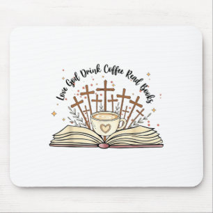 Groovy Flowers Love God Drink Coffee Read Books Ch Mouse Pad