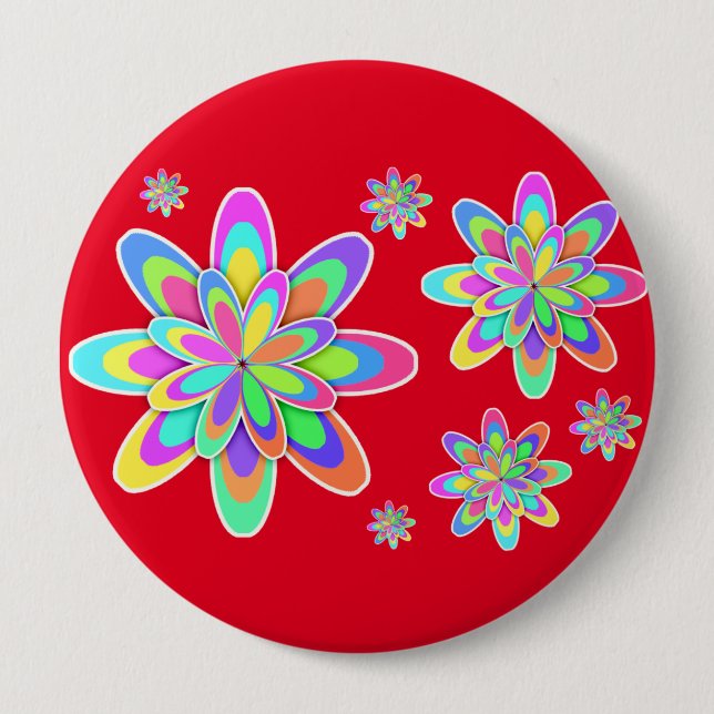 Groovy Flowers Pinback Button (Front)