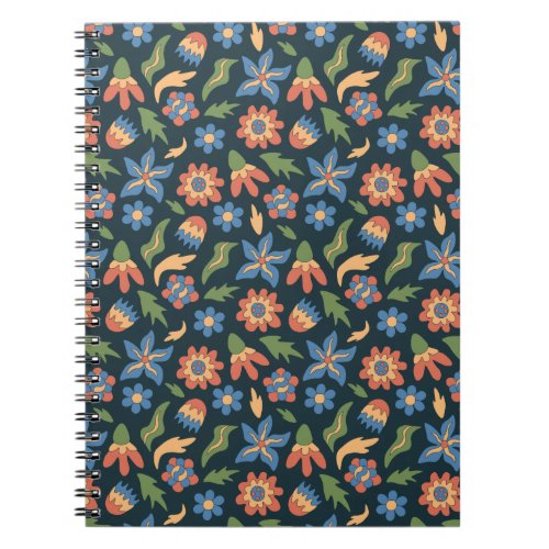 Groovy Flowers Retro Pattern Notebook