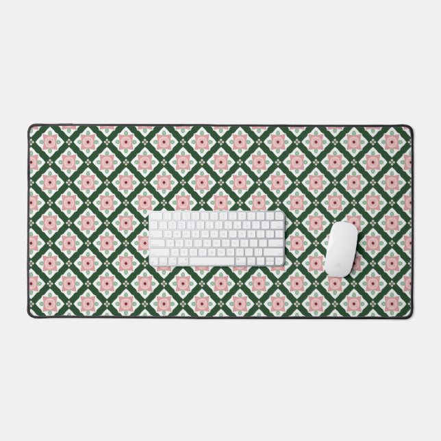 Groovy Folksy Bohemian Eclectic Christmas Pattern Desk Mat (Keyboard & Mouse)