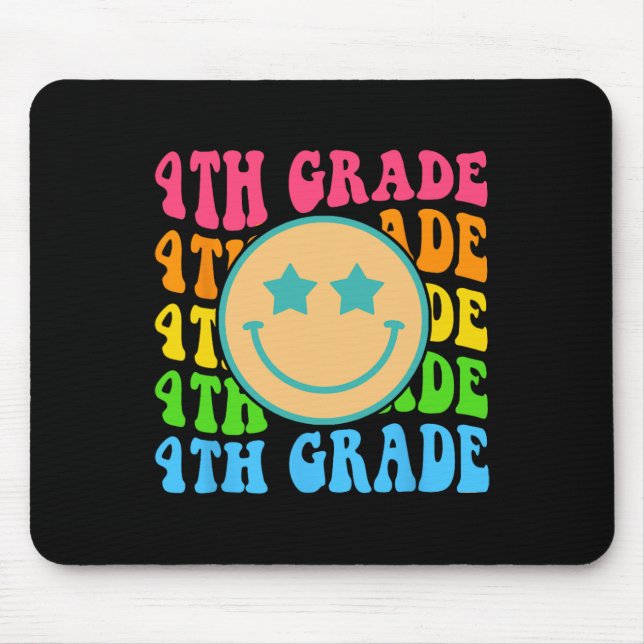 Groovy Fourth Grade Vibes Face Retro Teachers Back Mouse Pad (Front)