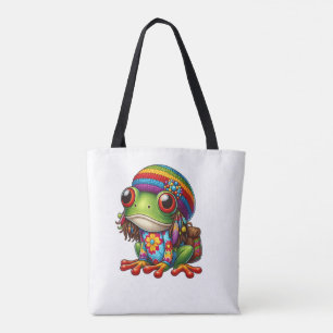 Groovy Frog with Dreads Tote Bag