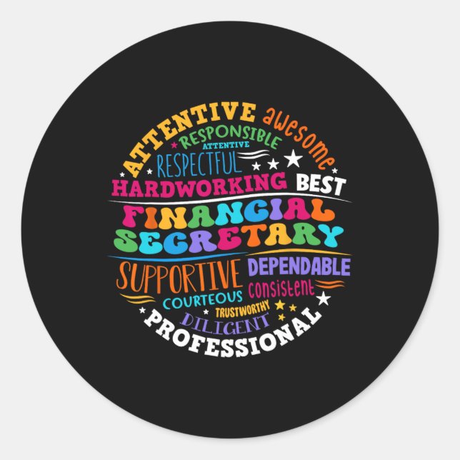 Groovy Front Desk Financial Secretary Admin Apprec Classic Round Sticker (Front)