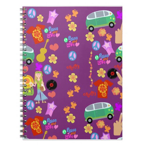 Groovy Fun Hippie Purple Pattern Art Notebook