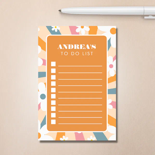 Groovy Fun Hippie Retro Daisy To Do List Checklist Post-it Notes

