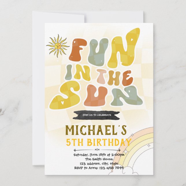 Groovy fun in the sun invitation (Front)