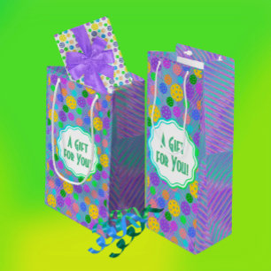 Groovy Fun Pickleball Pop Art Personalized Wine Gift Bag