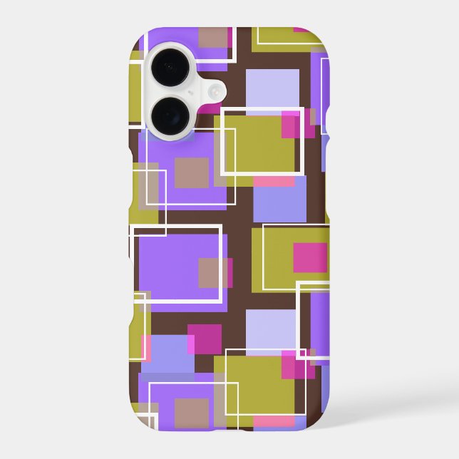 Groovy Fun Purple Mod Retro Cubes Abstract Pattern Iphone Case (Back)