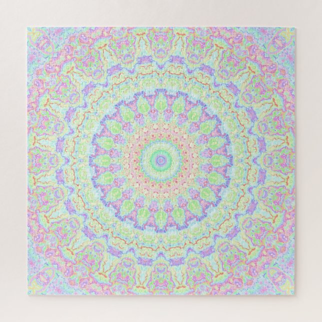 Groovy Funky Boho Hippie Rainbow Abstract Mandala Jigsaw Puzzle (Vertical)