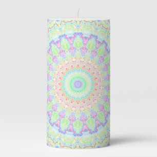 Groovy Funky Boho Hippie Rainbow Abstract Mandala Pillar Candle