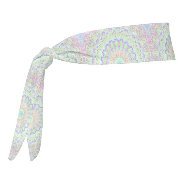 Groovy Funky Boho Hippie Rainbow Abstract Mandala Tie Headband (Rotate 270)